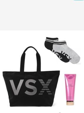 VSX Tote with Ankle Socks and Pink Lotion
